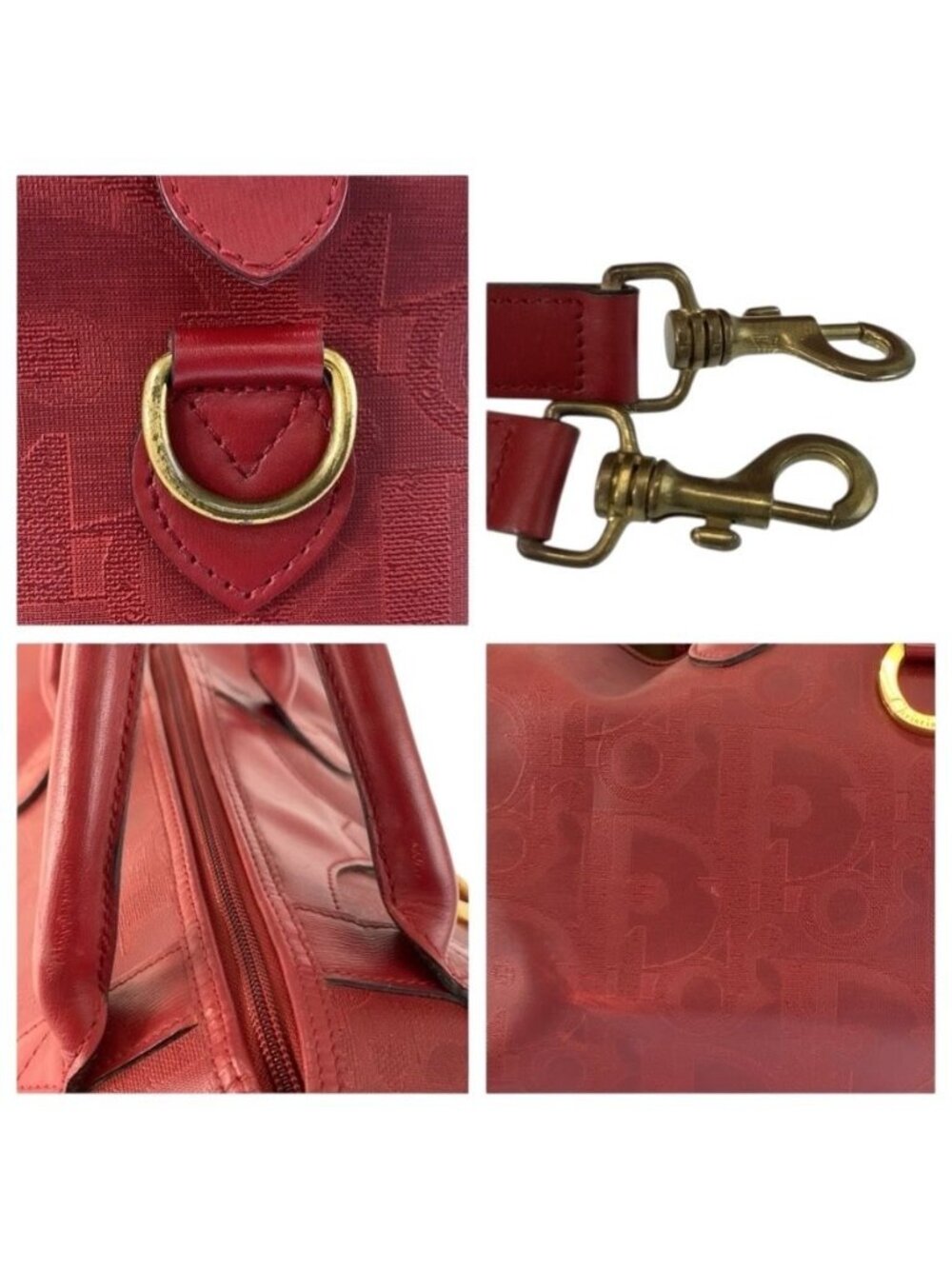 Dior Vintage Trotter Red Boston Bag 2-Way - Picture 6 of 9